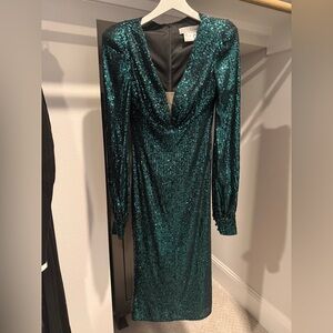 Glamorous Teal Sequin Long Sleeve Dress